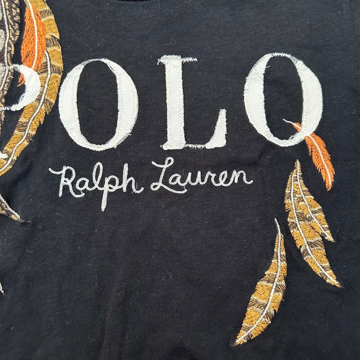 古着 90s POLO Ralph Lauren デカロゴ刺繍Tシャツ ブラック