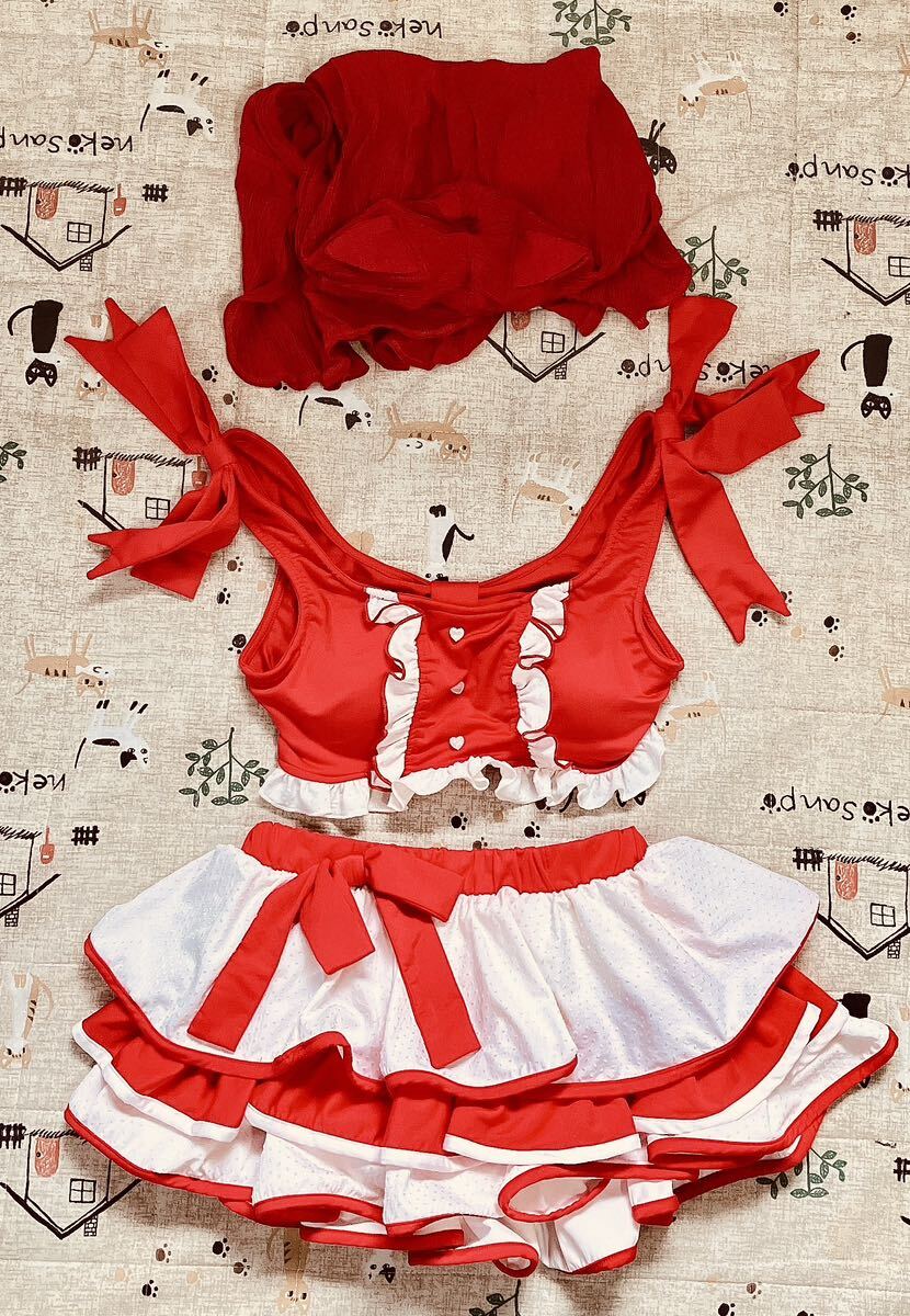 超レア?大人Mサイズ★1/3妄想　赤ずきんちゃん水著　三分妄想　可愛い水著　★　競泳水著　女児服★検）セントラル　ミズノ