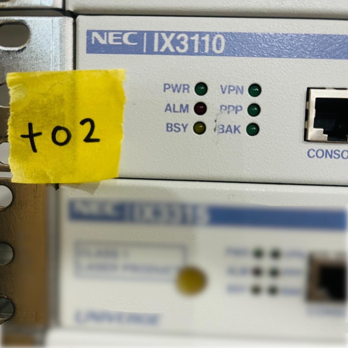 ＋02【通電OK】NEC IX3110 UNIVERGE ルーター ギガビット イーサネット 光回線 メタル接続 光接続 VPN PPP BAK エヌイーシー_画像2