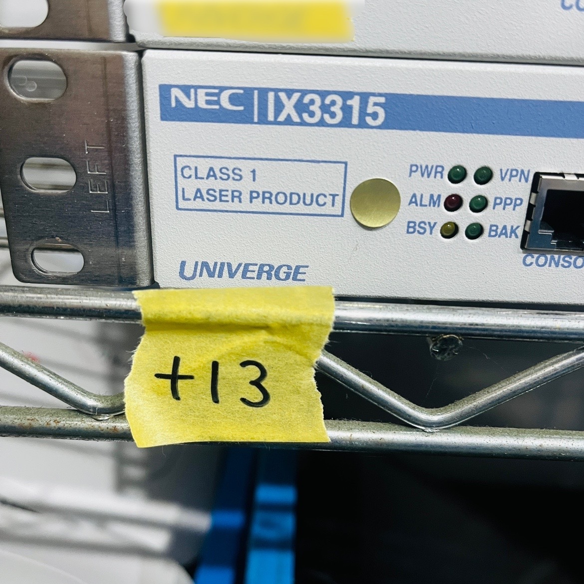 ＋13【通電OK】NEC IX3315 UNIVERGE ルーター VPN構築 10ギガビット イーサネット メタル接続 光接続 最大5,000拠点 収容可能 エヌイーシー_画像1