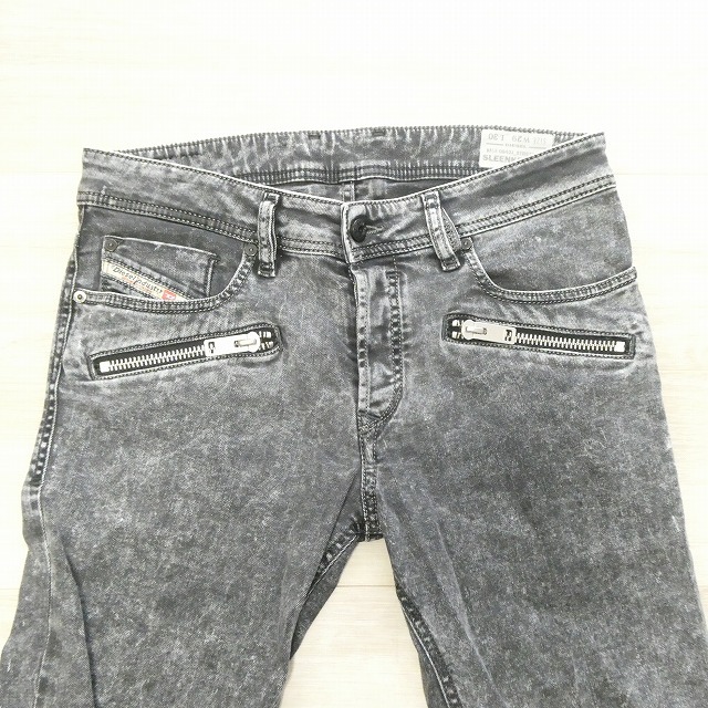 DIESEL SLEENKER-ZIP SLIM SKINNY 0842J STRETCH ディーゼル ストレッチ スリム スキニー デニム ジップ加工 ブラック W29L30_画像4