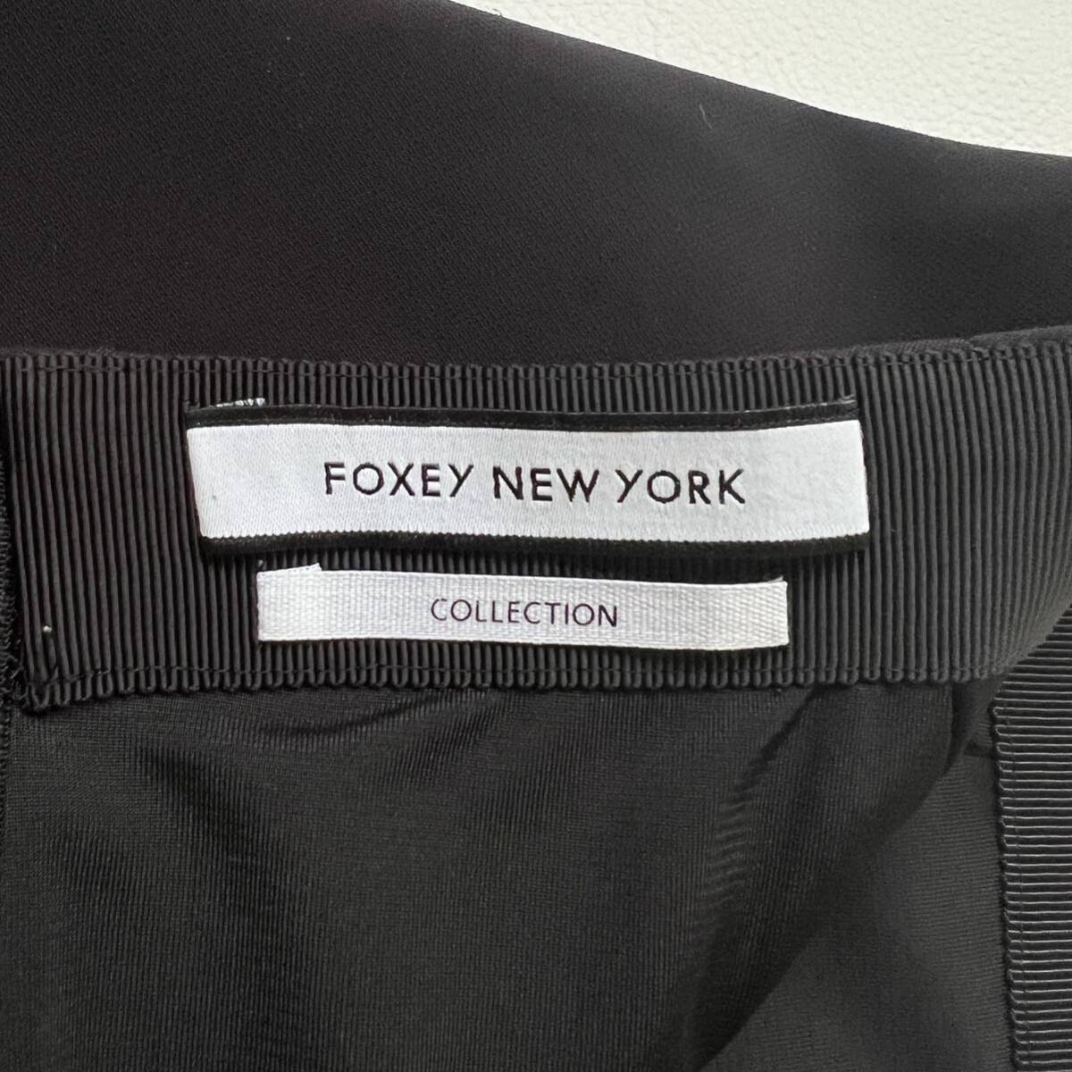 美品 FOXEY NEW YORK フォクシーニューヨーク フレアスカート 膝丈スカート　ブラック フォーマル　オンオフ兼用 日本製　レディース