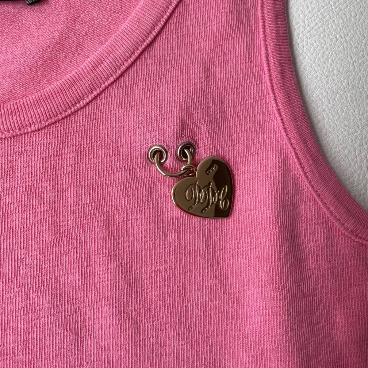美品 DSQUARED2 ディースクエアード タンクトップ ノースリーブ　Tシャツ ピンク　ハート金具　トップス レディース_画像5
