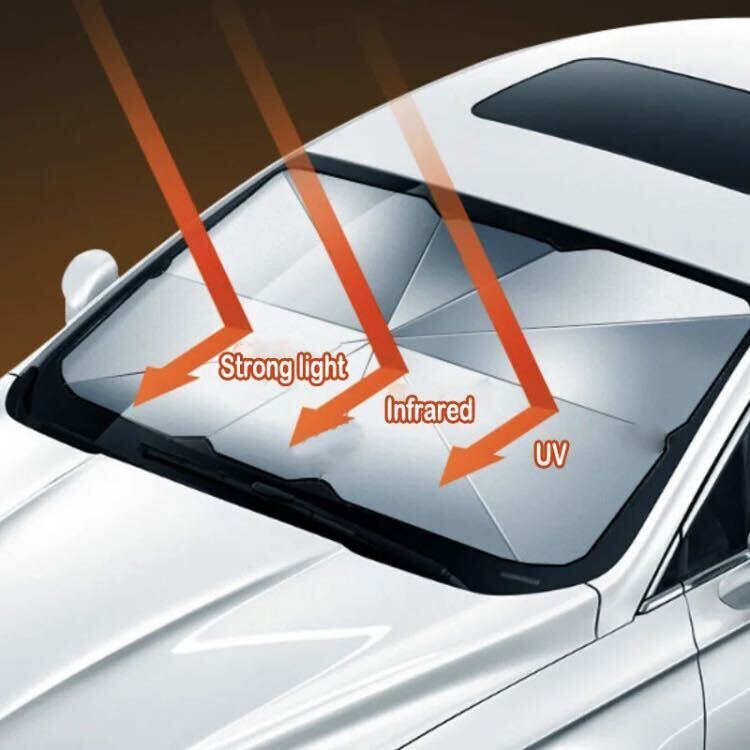 サンシェード 車 フロント 傘式 フロントサンシェード 車用 軽量 中大型SUV MPV適用 折りたたみ傘 uv 紫外線カット 10本骨 紫外線 カー用品_画像2