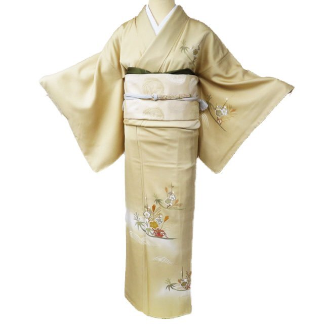 訪問着 着物 袷 フォーマル 金駒刺繍 銀彩 波に松竹梅模様 宝物 淡 訪問着 着物 袷 フォーマル 金駒刺繍 銀彩 波に松竹梅模様 宝物 淡