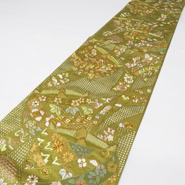* kimono north .*. head embroidery swatou China embroidery threads volume writing flower pattern three through .. used silk double-woven obi T669-8