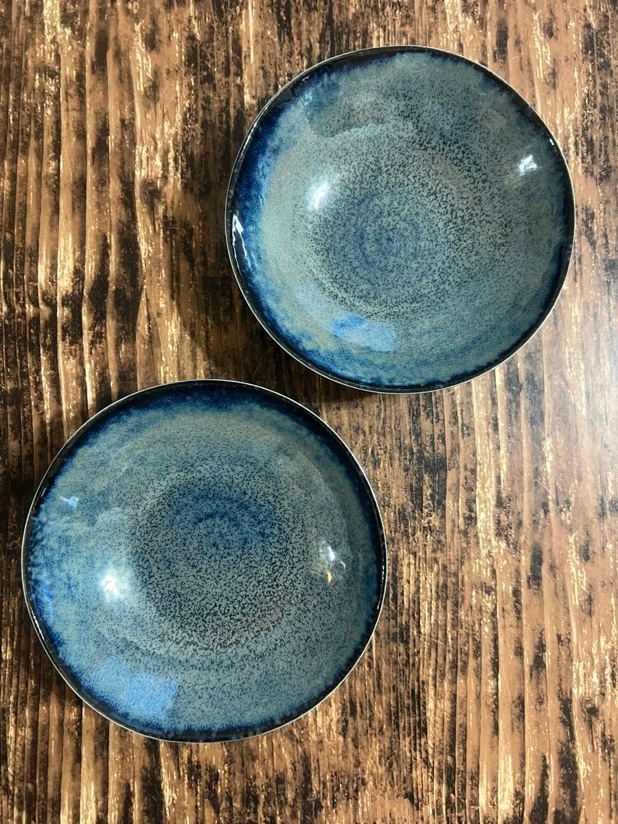 ブルー中鉢2枚 中皿 浅鉢 和洋食器 美濃焼 オシャレ 陶器