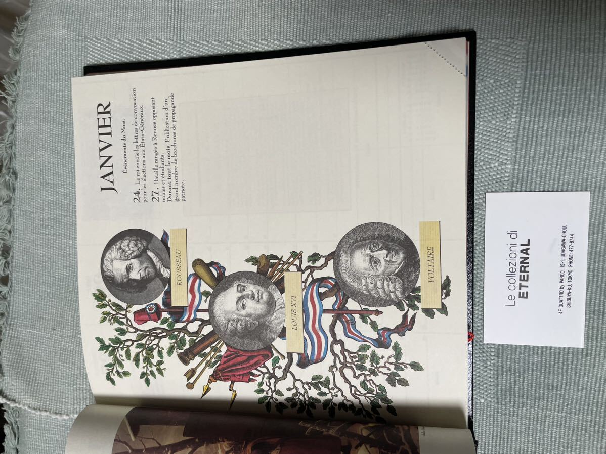 未使用　1989年にパリの美術館で購入　フランス革命200周年記念　限定版　本格的な本形式カレンダー　フランス語文章とイラストが素敵」_画像6