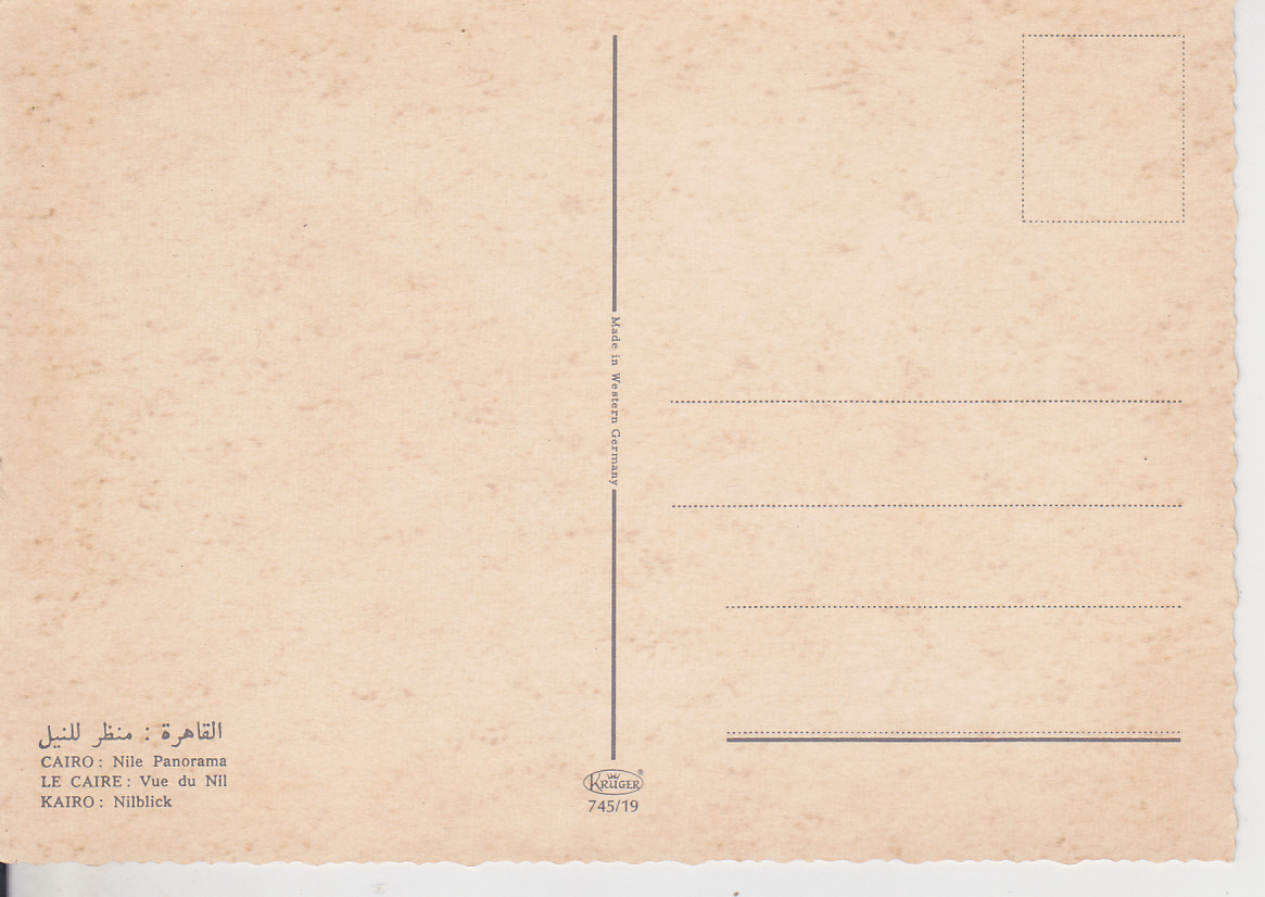 5545【送料込み】《独クリューガー社製 レトロな絵はがき》Kruger Postcard「エジプト ナイル川のパノラマ・アブシンベル神殿」2枚