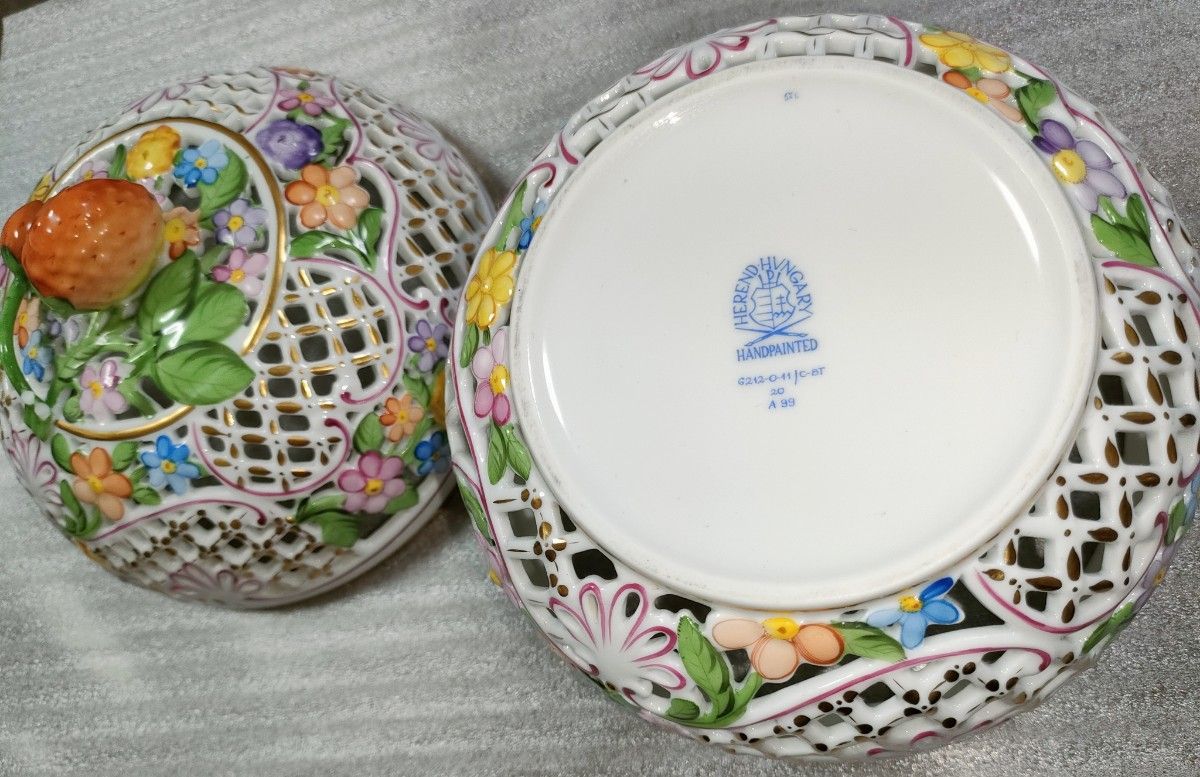 ヘレンド ボンボニエール ボンボン入れ HEREND 花柄 ヘレンド ボンボニエール ボンボン入れ HEREND 花柄