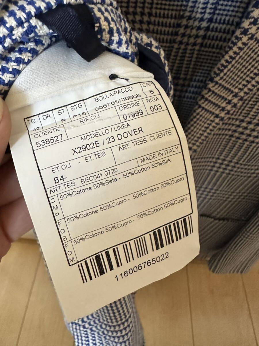 美品 BOGLIOLI DOVER テーラードジャケット 最高級 スーツ グレンチェック柄 貝ボタン アンコン イタリア製 ボリオリ 42_画像8
