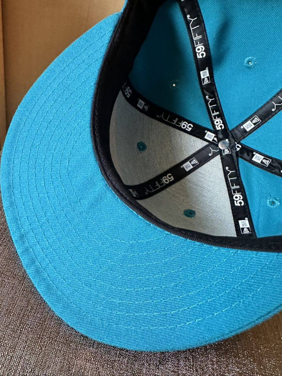 送料無料 美品 STUSSY NEW ERA 59FIFTY 7 5/8キャップ 帽子 Cap ターコイズ ブルー ニューエラ ステューシー 60.6cm_画像5