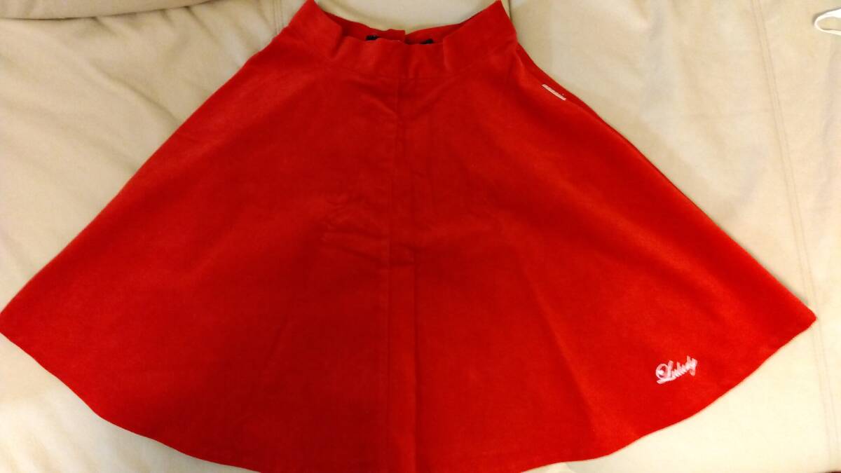 [ не использовался ]LULUDY flair юбка красный талия регулировка возможность (140cm)