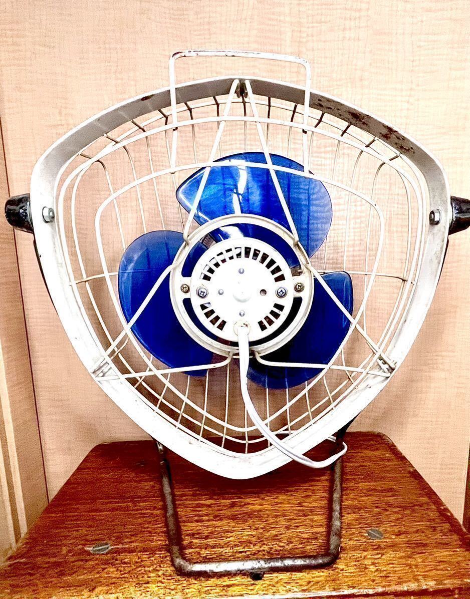  rare Showa Retro Hitachi desk electric fan transparent blue 20cm D-496 inspection service completed operation goods desk fan lovely antique consumer electronics that time thing 
