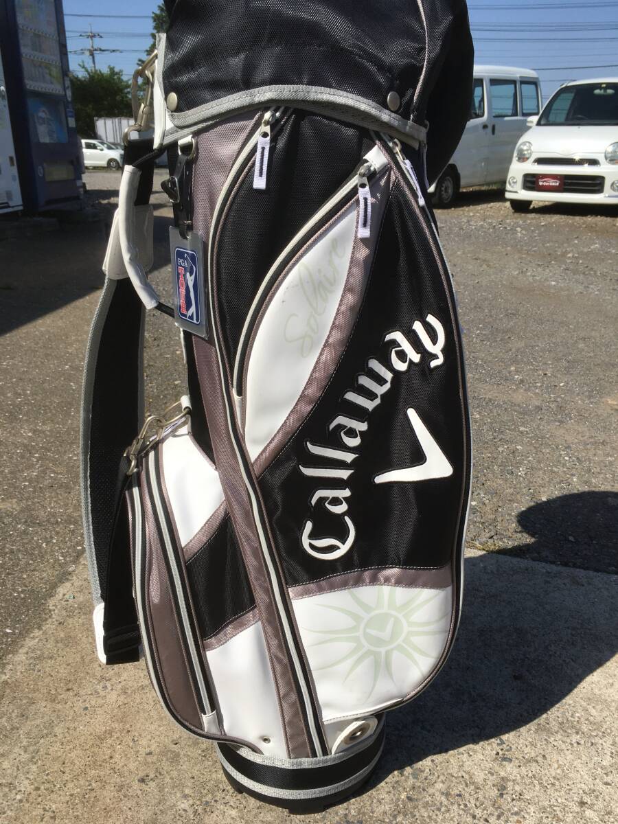 【キャディバッグ】Callaway・キャロウェイ Solaire・ソレイル ブラック×ホワイト×シルバー ショルダー・フード付き レディース_画像1