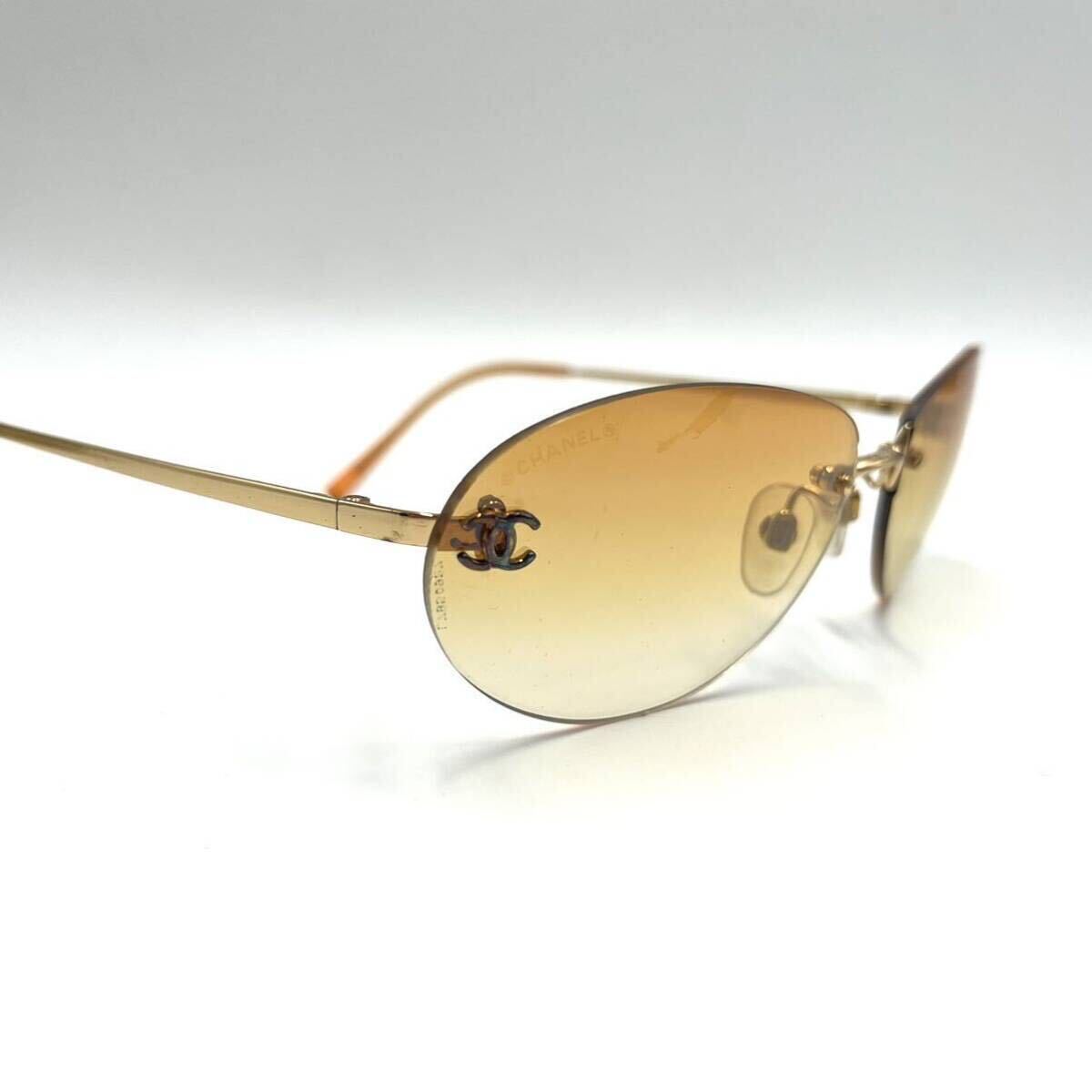  rare / beautiful goods * Chanel CHANEL sunglasses gradation color here Mark side here matelasse men's lady's orange glasses 