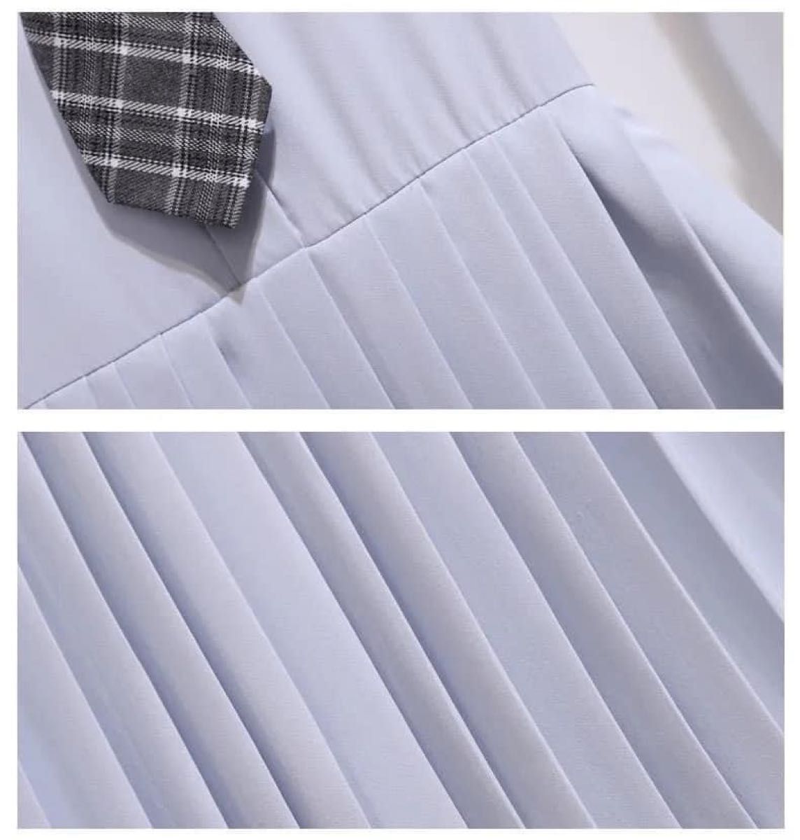 人気商品 女の子 プリーツ ワンピース 水色 ネクタイ付き 清楚 上品 正装 バックリボン 半袖ワンピース 160
