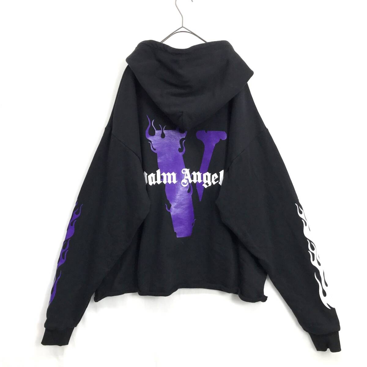 KZ8285★VLONE / palm angels : スウェットプルオーバーパーカー★L★黒 ヴィローン パームエンジェルス_画像3