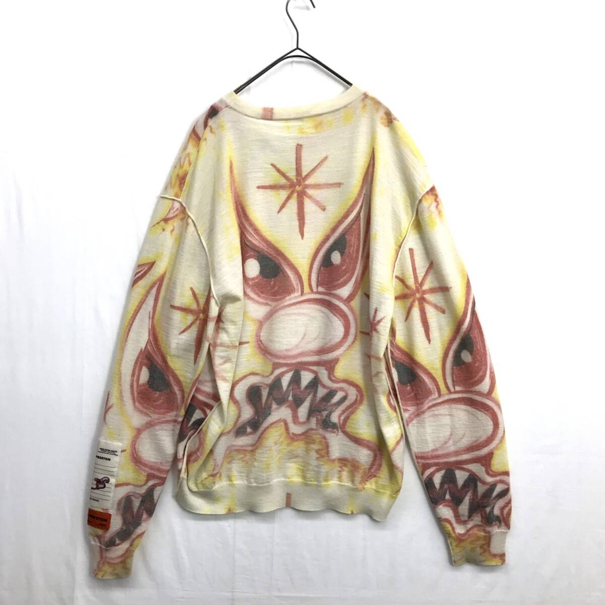 KZ8286★HERON PRESTON : Kenny Scharf クルーネックニット★XL★ベージュ系 定価\105000+税 ヘロンプレストン ケニーシャーフ_画像4