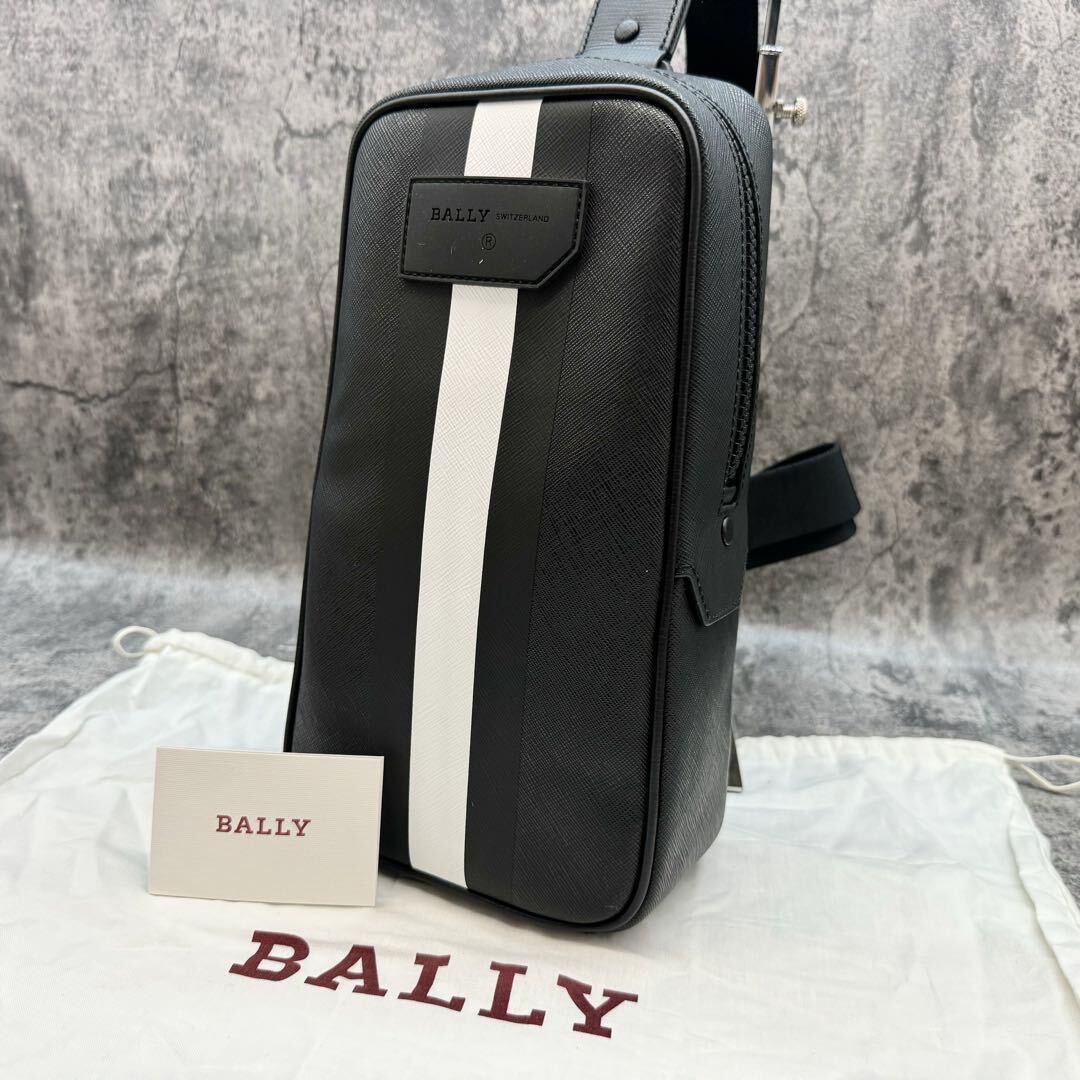 [ не использовался действующий ] BALLY Bally сумка "body" плечо наклонный .. мужской бизнес полоса tore spo safia-no кожа чёрный черный 