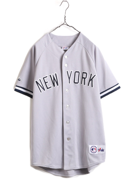 MLB オフィシャル Majestic ヤンキース ベースボール シャツ メンズ L / 古着 ゲームシャツ ユニフォーム メジャーリーグ 半袖シャツ 野球_画像1
