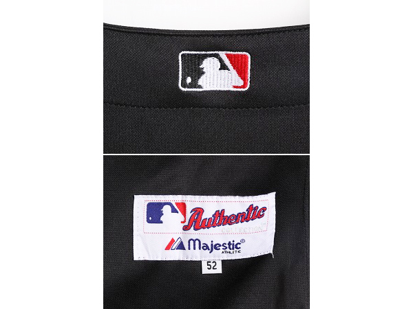 MLB オフィシャル Majestic ヤンキース ベースボール シャツ メンズ XL 程/ 古着 ゲームシャツ ユニフォーム メジャーリーグ 半袖シャツ 黒_画像7