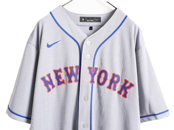 MLB オフィシャル ナイキ メッツ ベースボール シャツ メンズ XL NIKE ユニフォーム ゲームシャツ メジャーリーグ 半袖シャツ 大きいサイズ_画像2