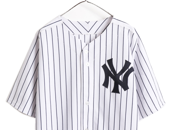 MLB オフィシャル Majestic ヤンキース ベースボール シャツ メンズ XL 程 ユニフォーム ゲームシャツ メジャーリーグ 大リーグ 半袖シャツ_画像2