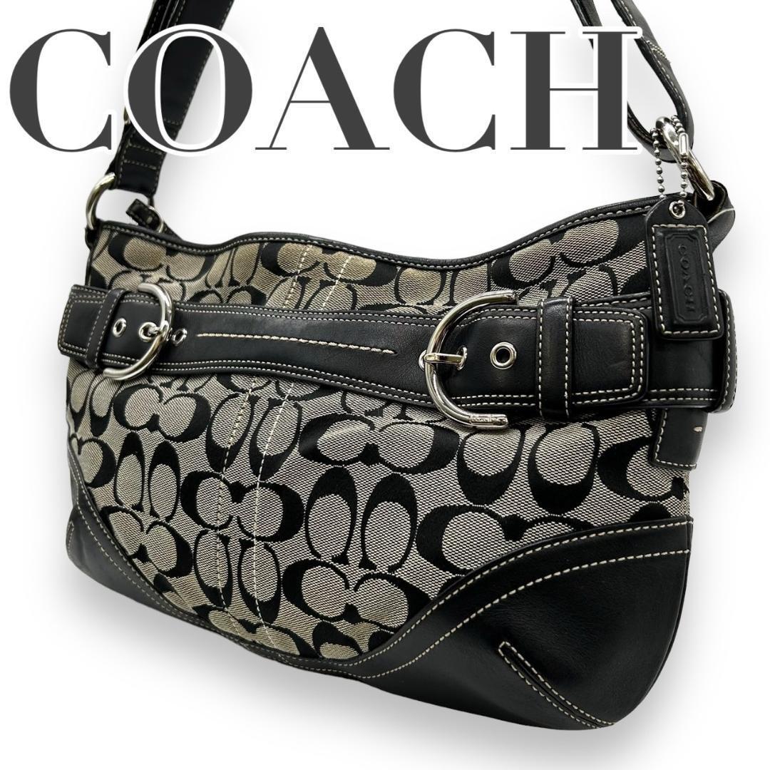 COACH コーチ　s86 斜め掛け　7077　ショルダーバッグ　黒　キャンバス_画像1