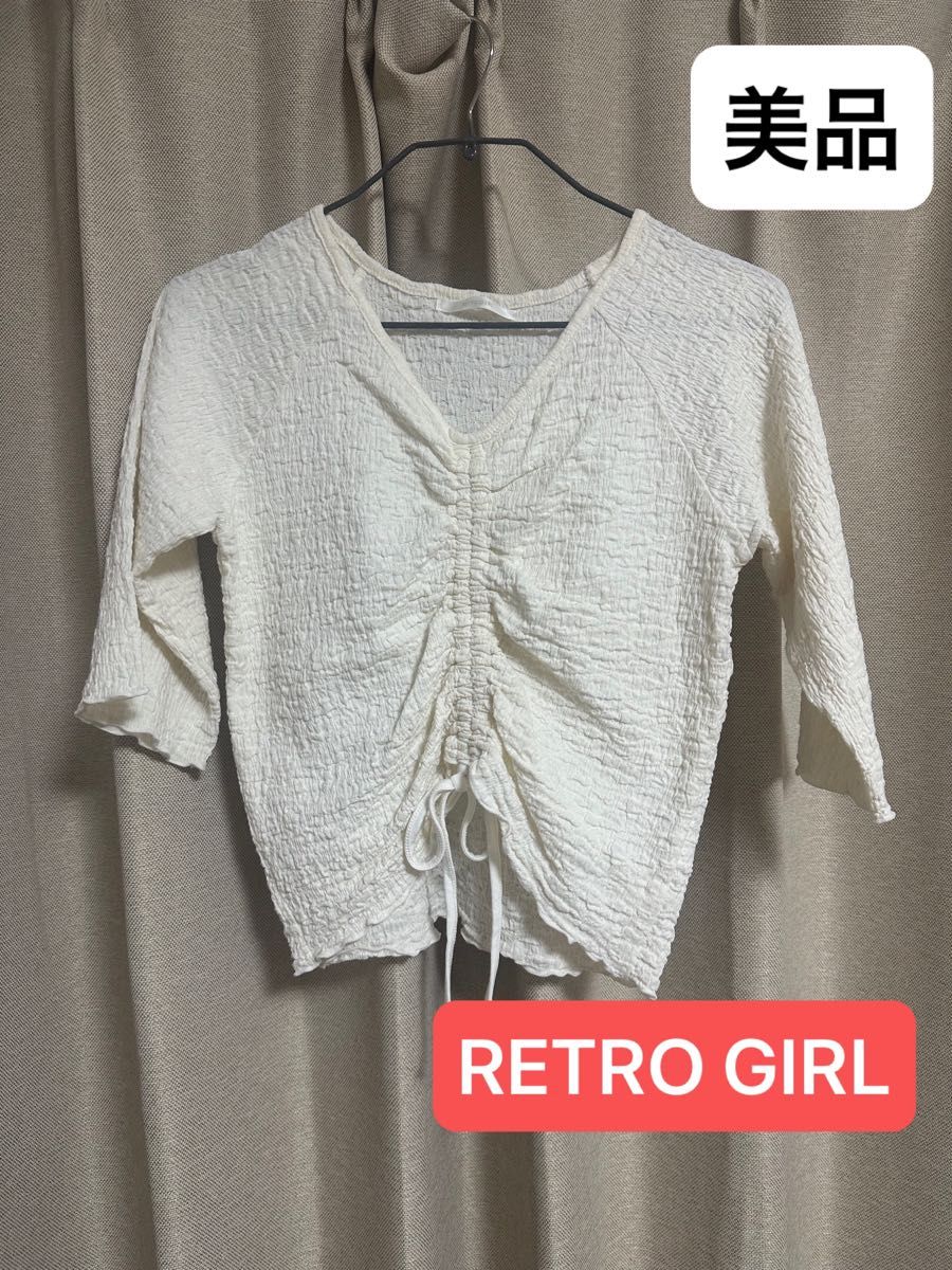 【RETRO GIRL】  カットソー 半袖 ホワイト 紐調節可