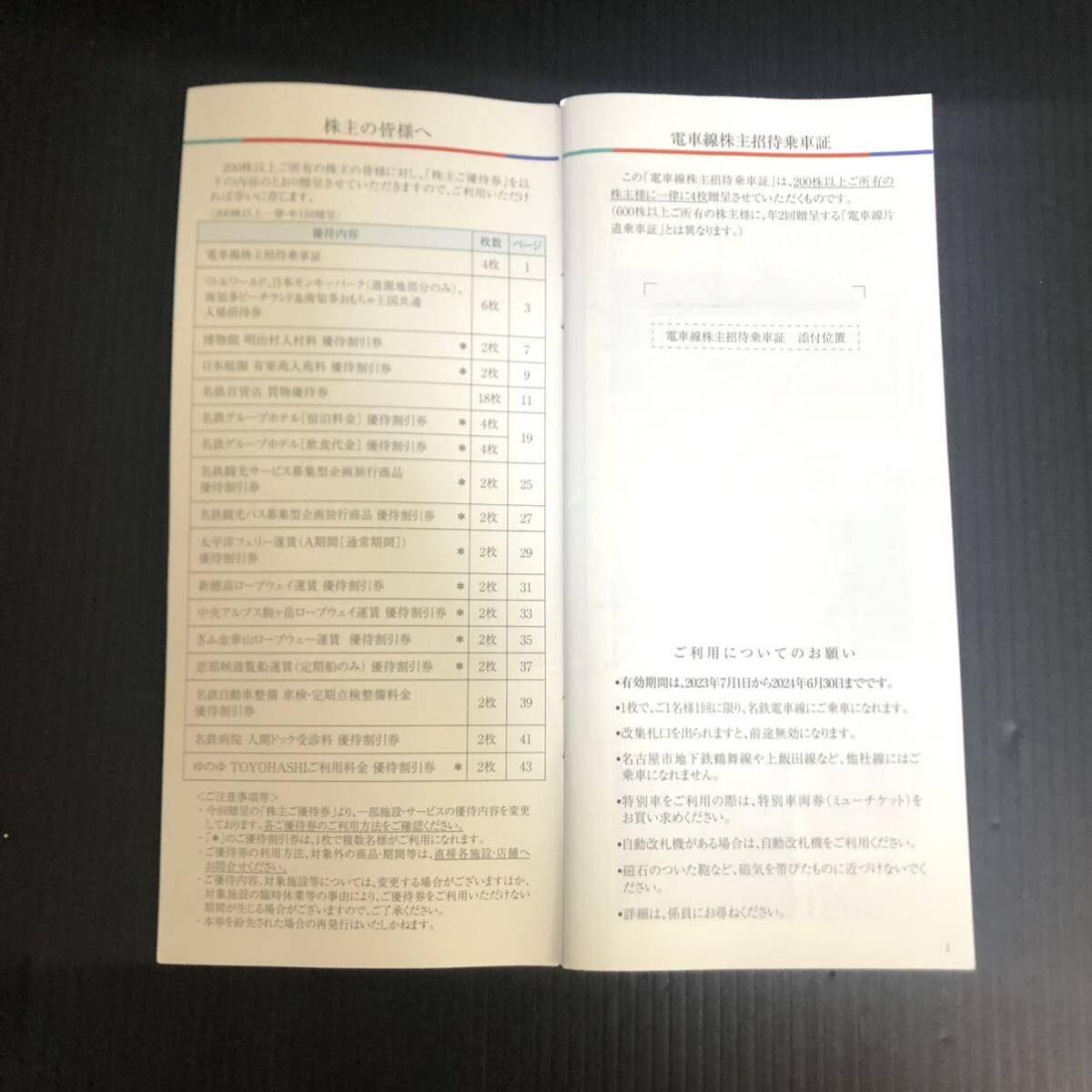 オススメ ☆未使用☆ 名古屋鉄道 名鉄 株主優待券 1冊 冊子のみ 乗車証なし リトルワールド 日本モンキーパーク他 2024年7月15日まで　_画像2