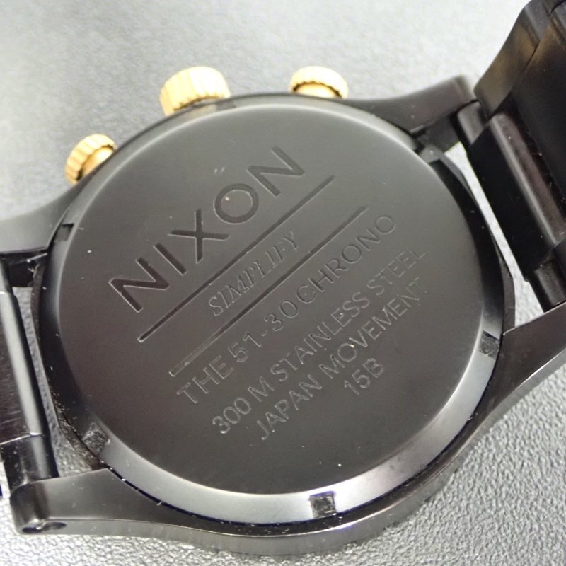 【 美品 】 ニクソン SIMPLIFY THE 51-30 CHRONO 黒文字盤 クロノグラフ デイト クォーツ 51mm メンズ 腕時計 稼動品 付属品有り NIXON_画像8