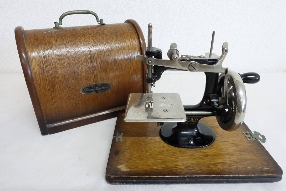 (6) antique LEAD hand turning type sewing machine 