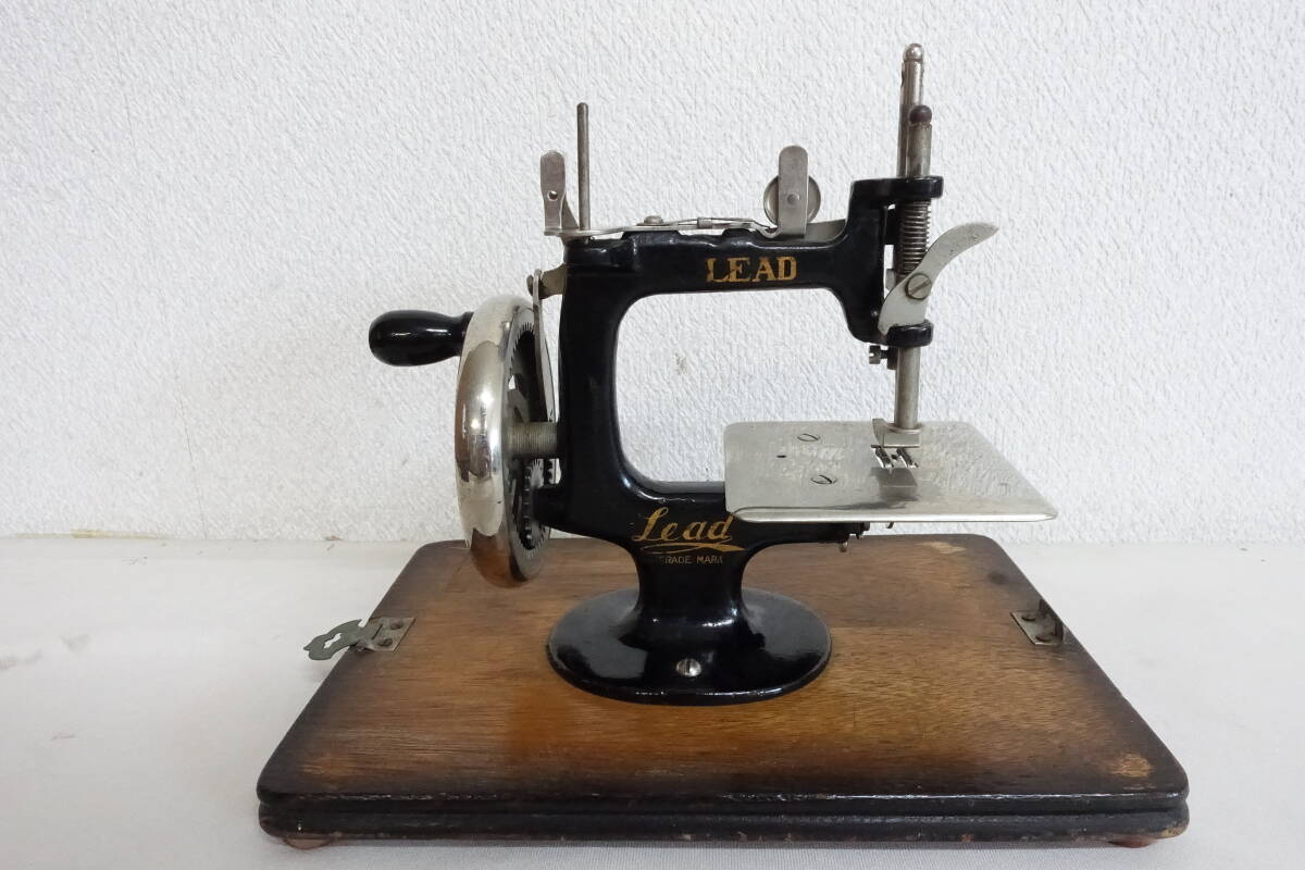 (6) antique LEAD hand turning type sewing machine 