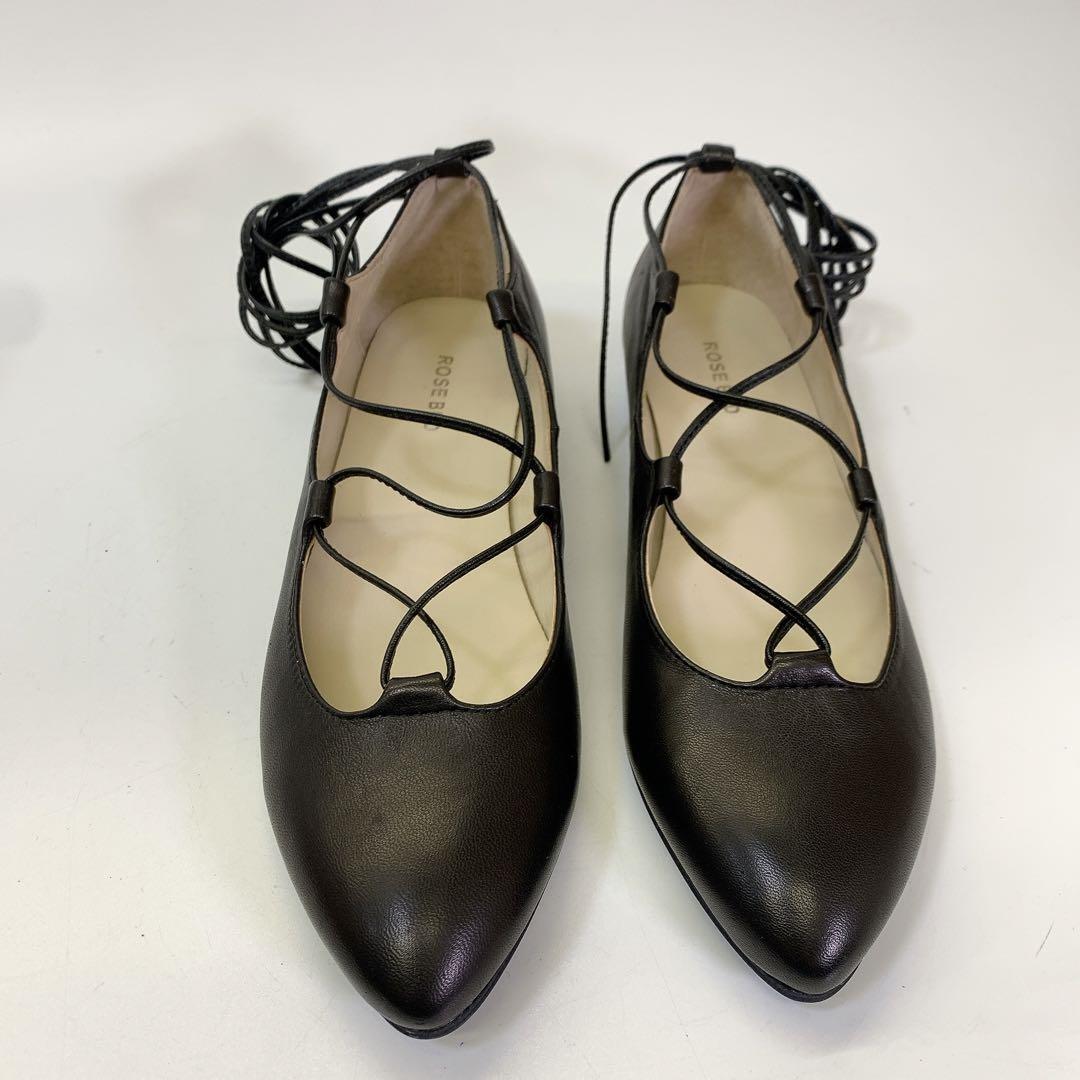 3255 new goods Rose Bud pumps shoes leather black 