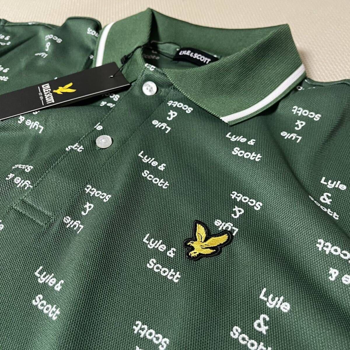 XL/2L/LL/O free shipping la il and Scott polo-shirt with short sleeves men's new goods one Point badge spring summer thin Golf total pattern green green 