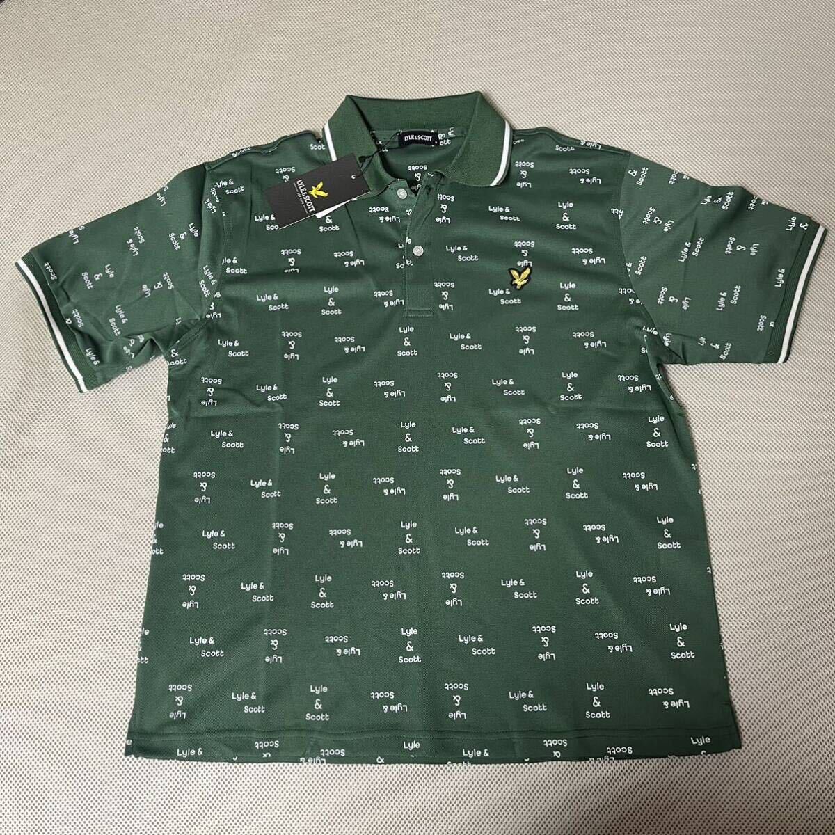 XL/2L/LL/O free shipping la il and Scott polo-shirt with short sleeves men's new goods one Point badge spring summer thin Golf total pattern green green 