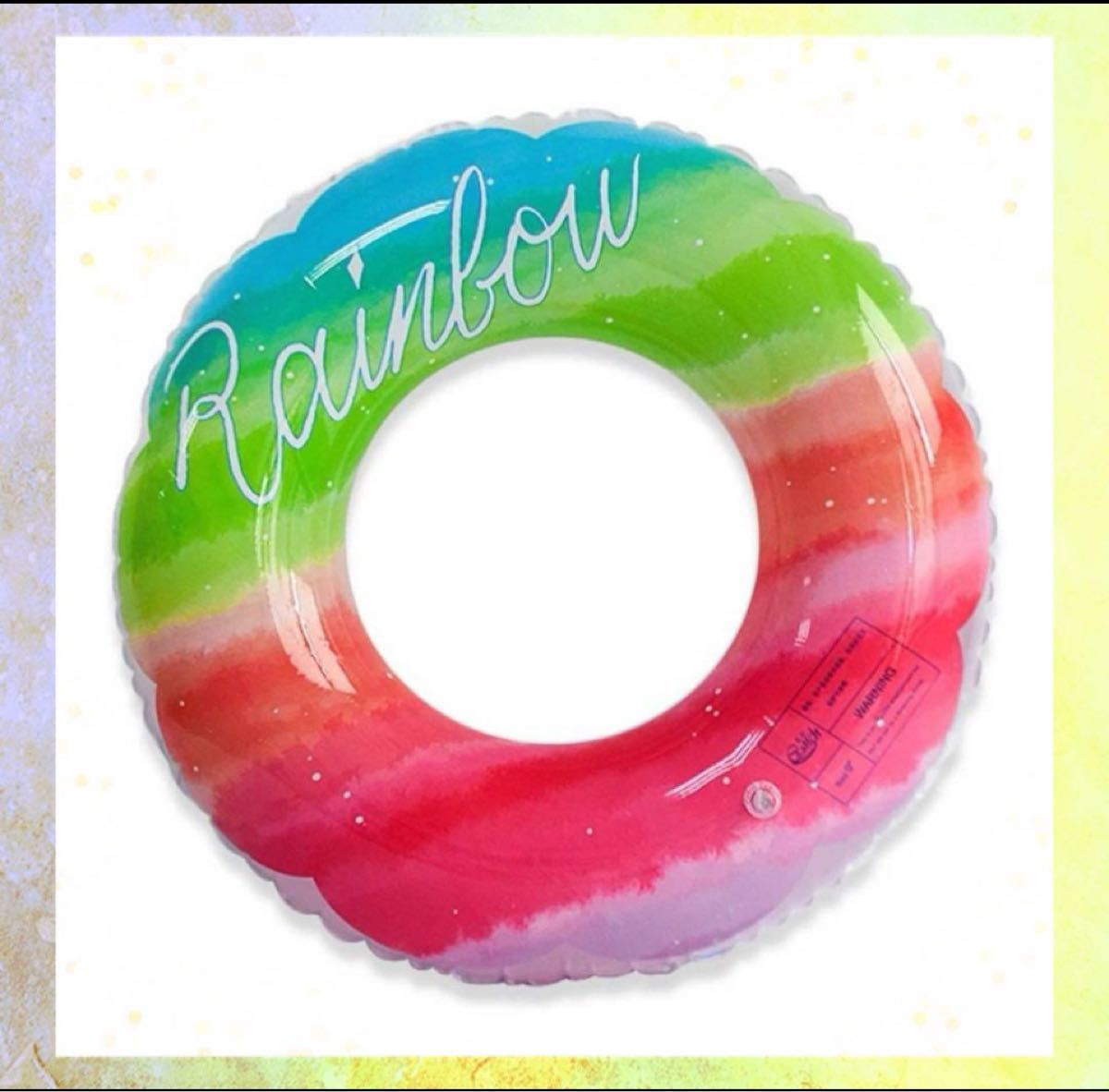 新品　キッズ用　レインボー浮き輪　70 子ども用うきわ　かわいい虹色　プール　海水浴　キャンプ　空気ビニール