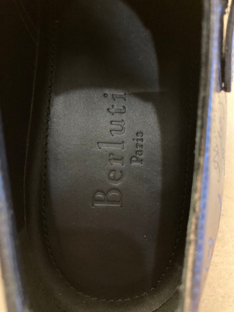ベルルッティ　6 シューズ　革靴　レザー　ビジネス　ドレス　 ローファー ブラック　ブルー　25.5 モンク　　　　カリグラフィー