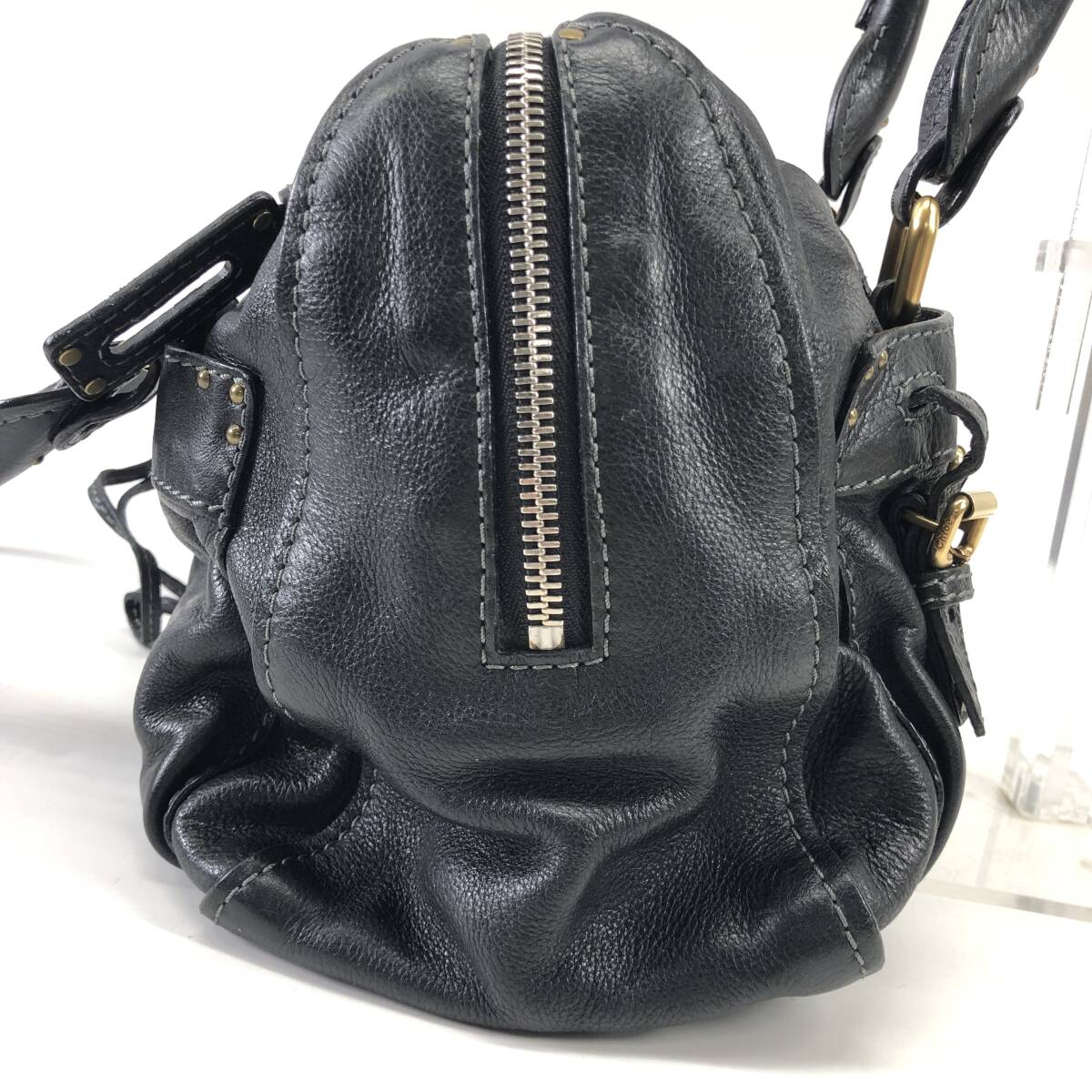 Chloe クロエ レディース ハンドバッグ ショルダーバッグ レザー 黒 ブラック ゴールド金具 肩掛け 24e菊MZ_画像4