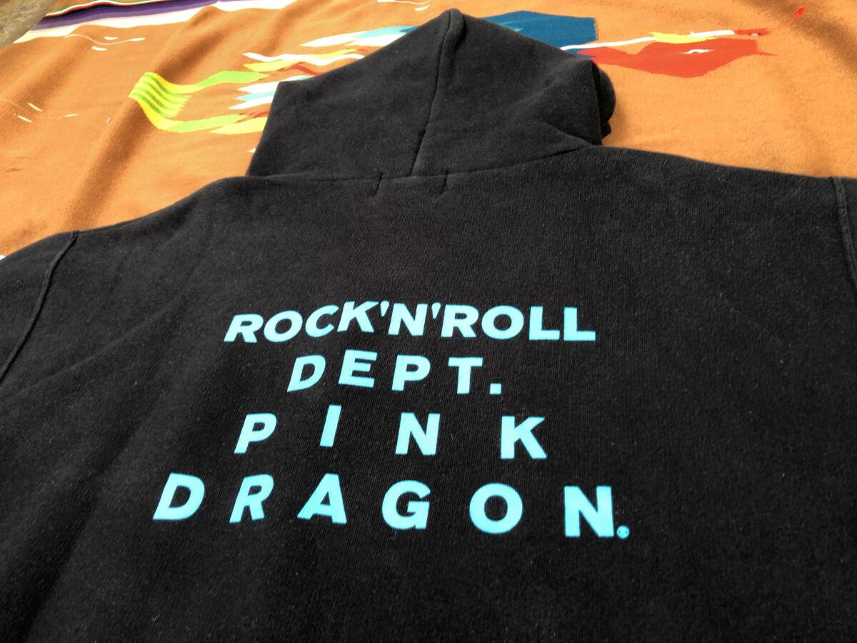 USED【CREAM SODA】LOGO HOODIE★size:M クリームソーダ/ピンクドラゴン/両面プリント/フーディー/パーカー/ブラック/Rock ’n’ Roll/ロカの画像1