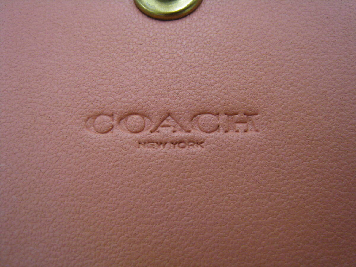 ◆COACH◆ コーチ 未使用品 三つ折り財布 Cマーク Cロゴ 箱付き コンパクトウォレット ピンク系 レザー_画像6