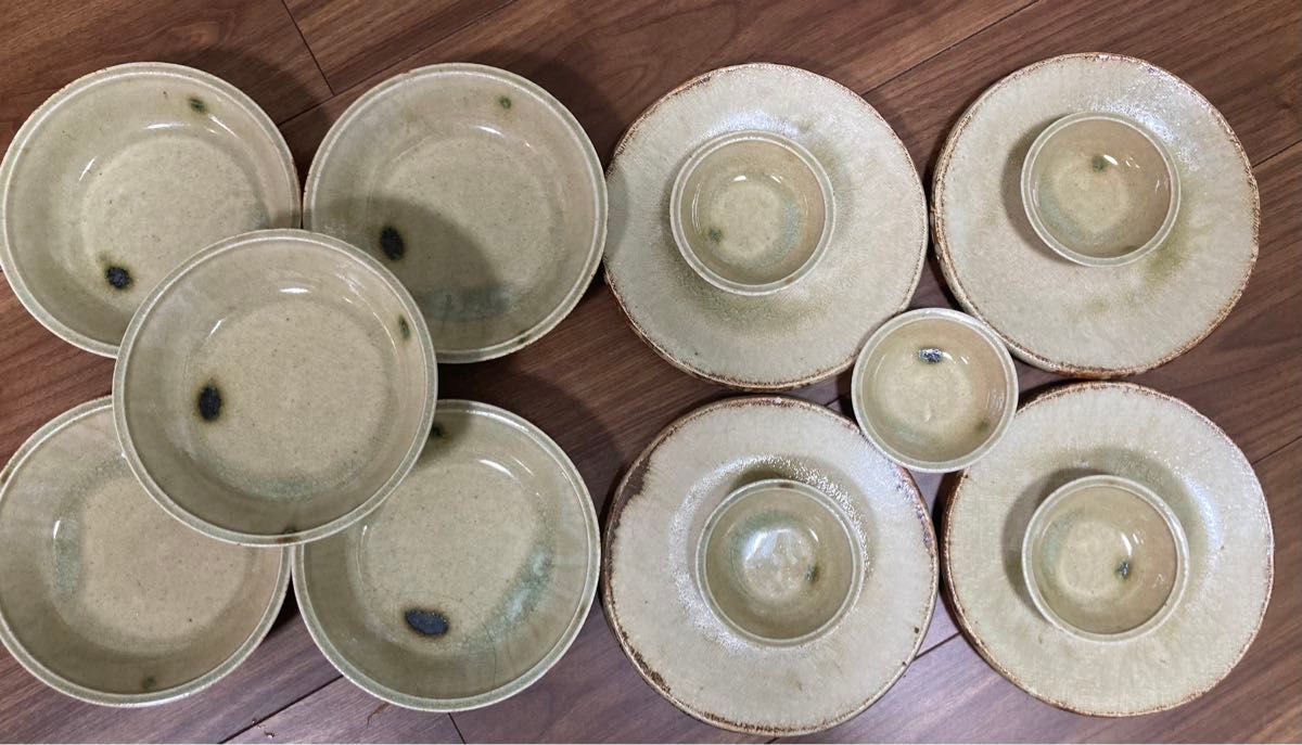 美濃焼 薊窯 黄瀬戸 皿セット 中皿 取り皿 小皿 豆皿 時代物 在 美濃焼 薊窯 黄瀬戸 皿セット 中皿 取り皿 小皿 豆皿 時代物 在