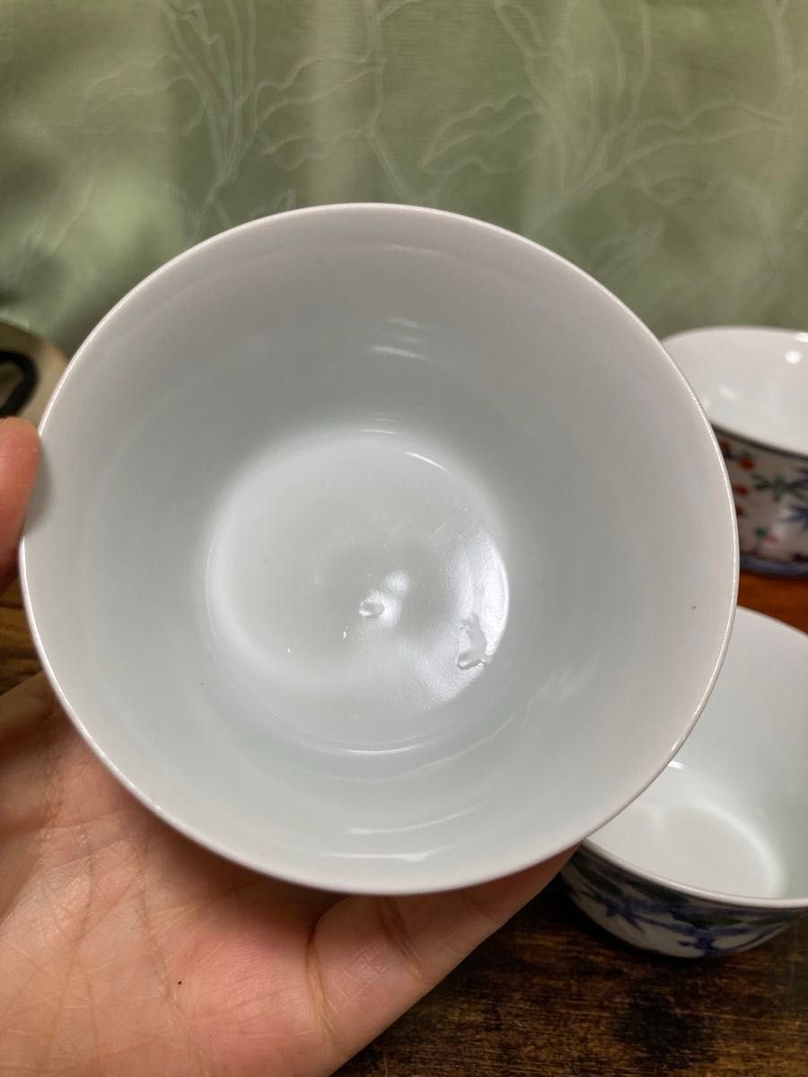 平安東峰　松竹梅絵　茶碗  染付茶碗 湯呑　 時代物 和食器