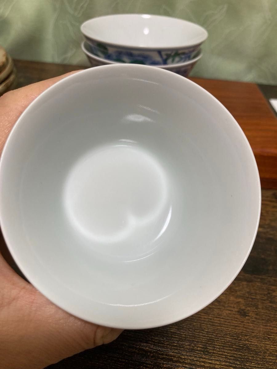 平安東峰　松竹梅絵　茶碗  染付茶碗 湯呑　 時代物 和食器