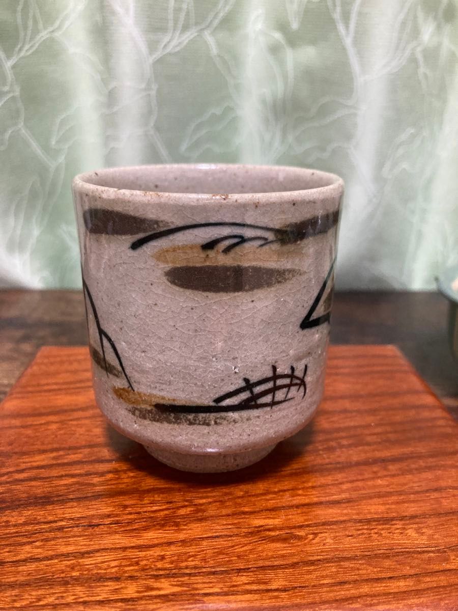 益子焼 陶芸家 人間国宝 濱田庄司 浜田庄司 鉄絵山水文 湯呑 ゆ 益子焼 陶芸家 人間国宝 濱田庄司 浜田庄司 鉄絵山水文 湯呑 ゆ