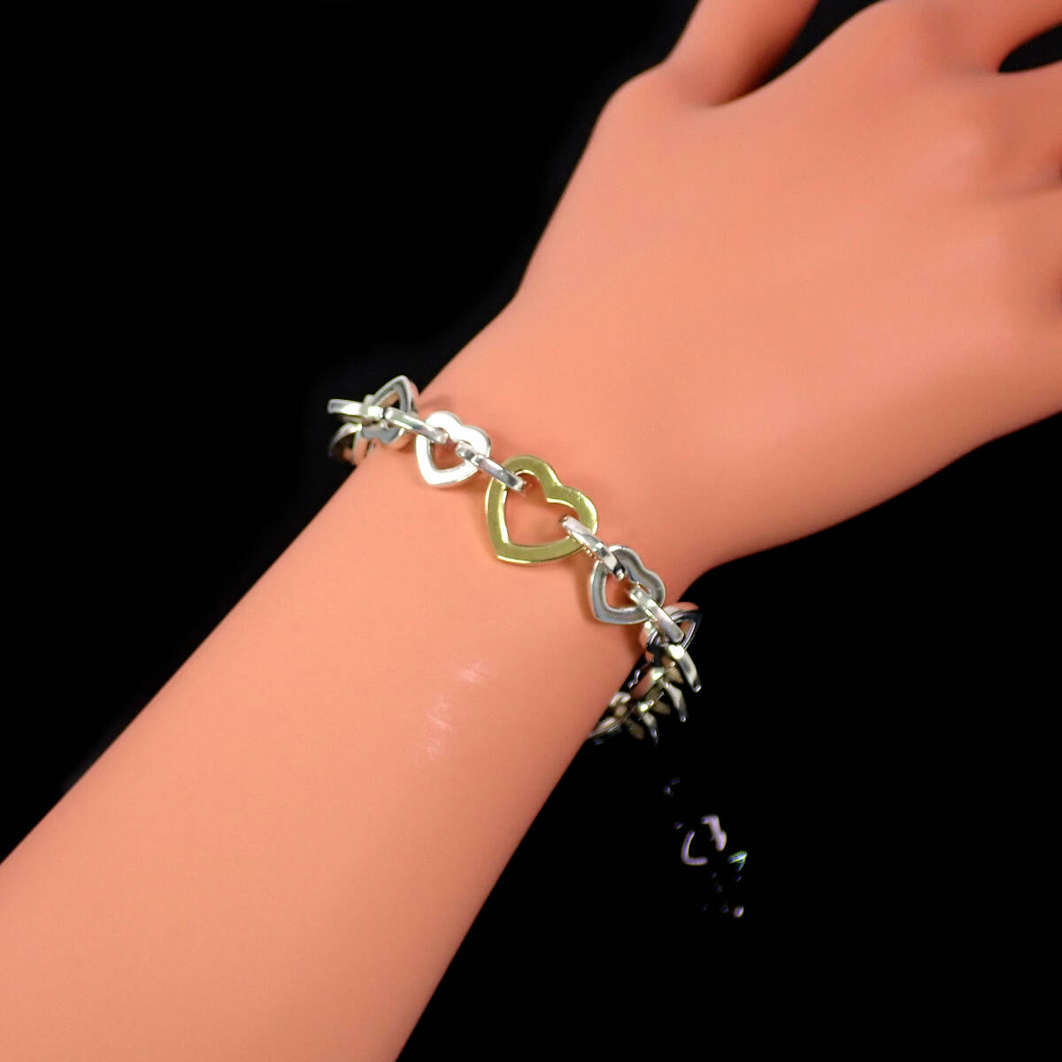 ティファニー TIFFANY K18／925 Silver Heart Bracelet_画像7