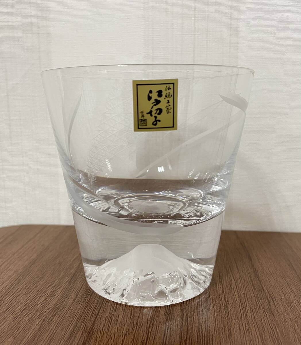 大G「20168」未使用 TAJIMA GLASS 田島硝子 江戸切子 颯 富士山 タンブラー ロックグラスの画像2