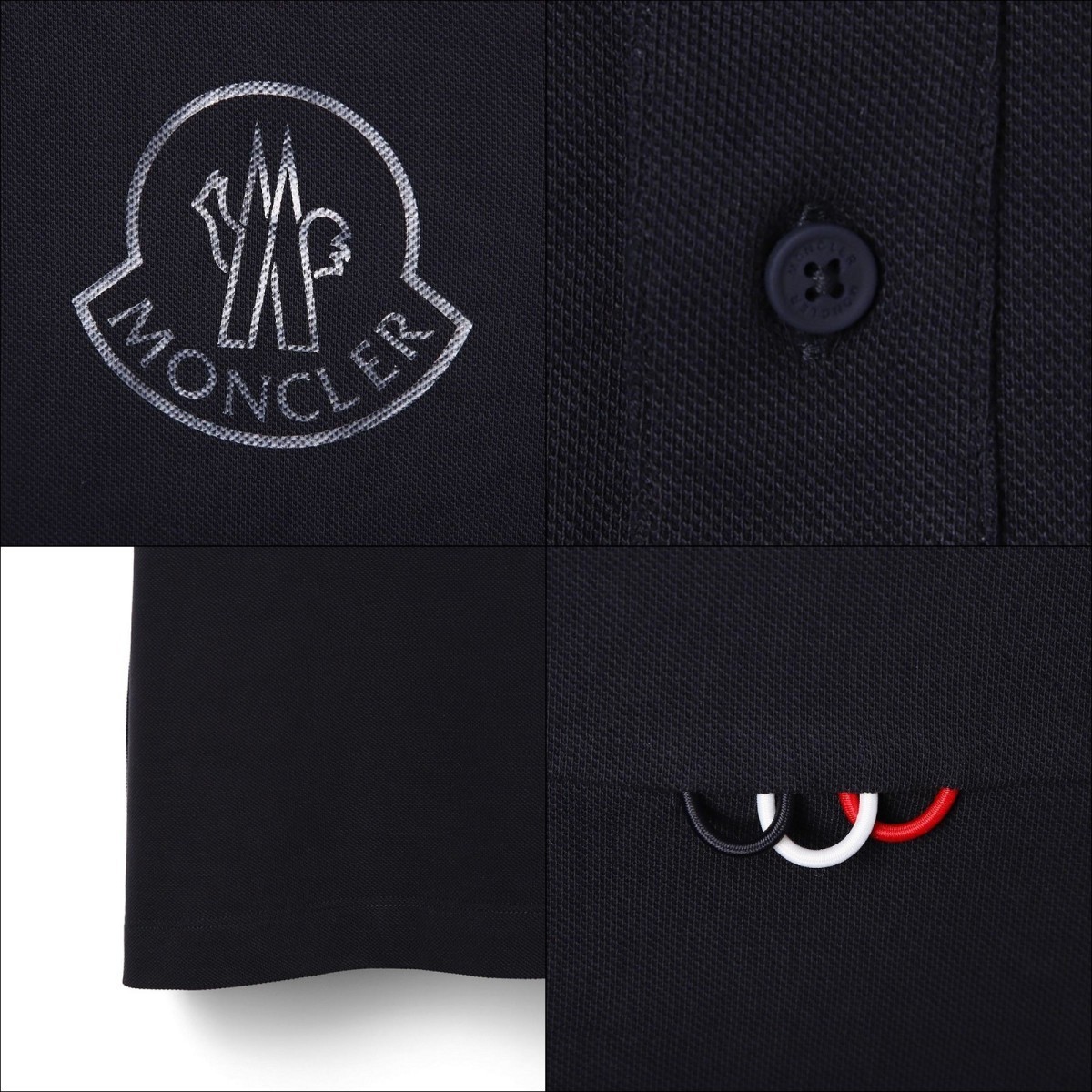 送料無料 64 MONCLER モンクレール 8A71710 84556 ネイビー ロゴ 半袖 ポロシャツ size M_画像5