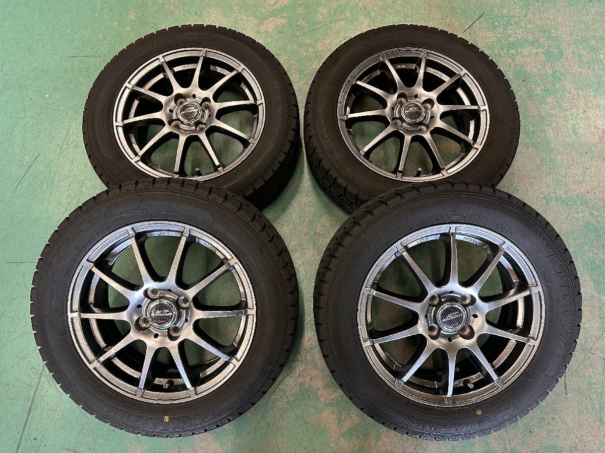 2021年製 スタッドレス グッドイヤー アイスナビ7 185/60R15 5.5J +50 4H PCD100 4本set フィット シャトル 等 P240511b_画像1